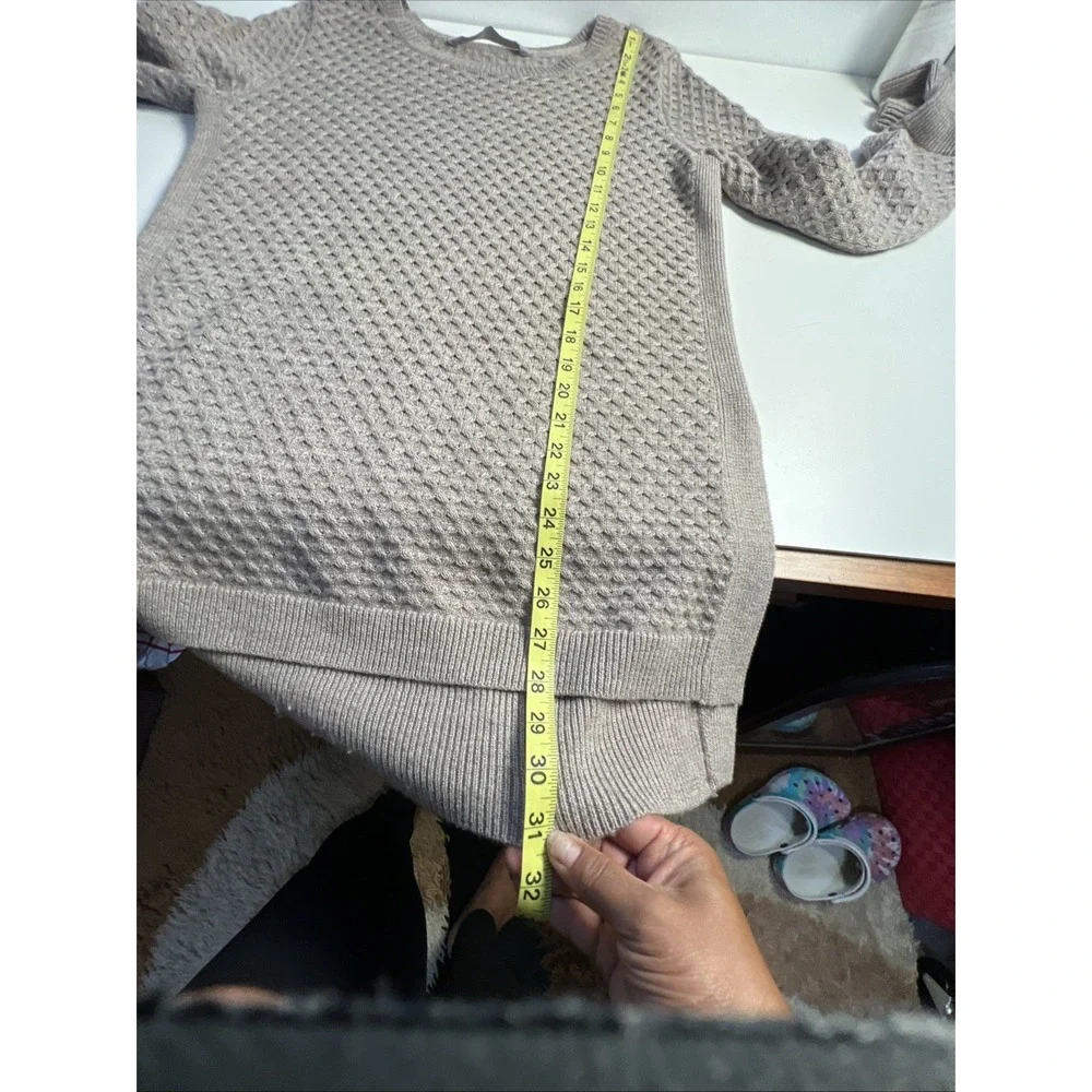 Athleta Wool Knit Tunic Sweater Pullover‎ Light Purple Crewneck Sz M Side Slit